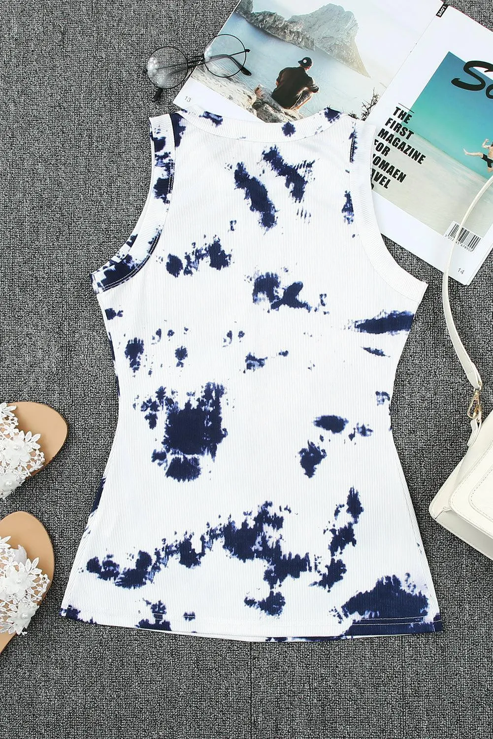 Free-Spirited Crew Neck Tie Dye Tank Top