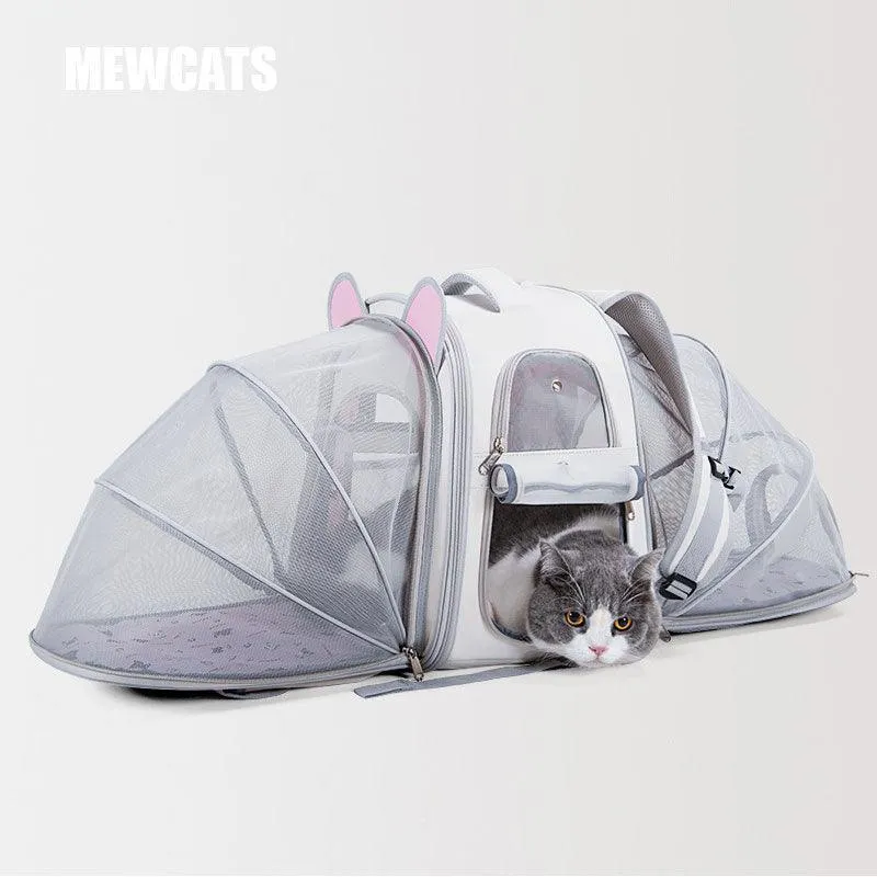 Front Rear Expandable Cat Carrier Backpack Tent