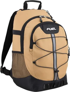 FUEL Hiking Backpack for Women Men Terra Sport, Travel, College, Gym, Work with Laptop Sleeve, Bungee, 18 Inches, Golden Harvest