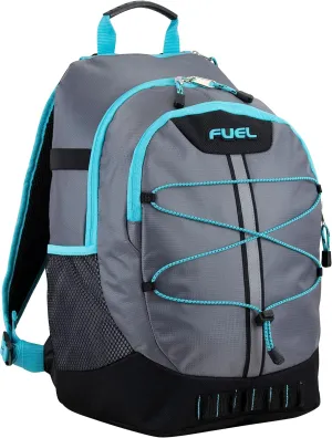 FUEL Hiking Backpack for Women Men Terra Sport, Travel, College, Gym, Work with Laptop Sleeve, Bungee, 18 Inches, Grey Mint Blue