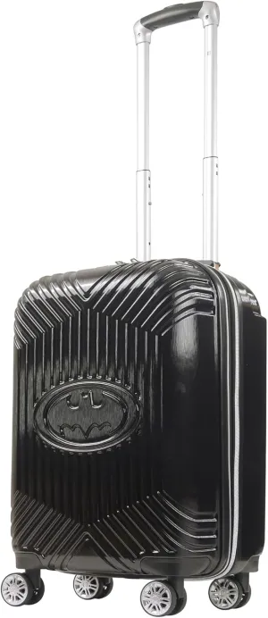 FUL DC Comics Batman Carry On Luggage, Molded Hardshell Suitcase with Spinner Wheels, Black, 21 Inch