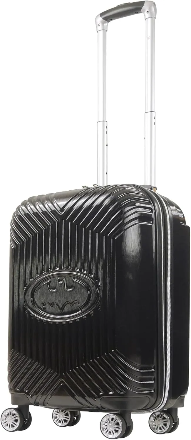 FUL DC Comics Batman Carry On Luggage, Molded Hardshell Suitcase with Spinner Wheels, Black, 21 Inch