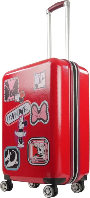 FUL Disney Minnie Mouse Patchwork Rolling Luggage, Hardshell Suitcase with Wheels, Red, 25 inch