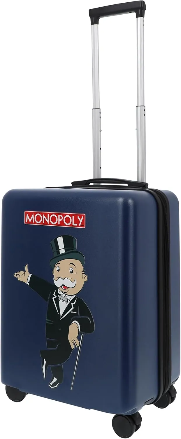 FUL Monopoly 22.5 Inch Carry On Luggage, Hardshell Rolling Suitcase with Spinner Wheels, Blue