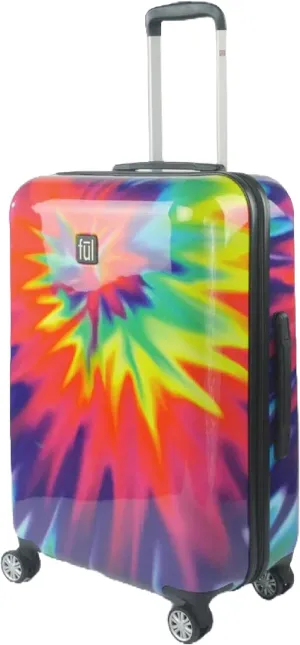 FUL Tie Dye Rolling Luggage, Rainbow Swirl Hardshell Suitcase with Spinner Wheels, 28 Inch