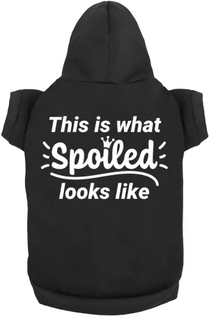Funny What Spoiled Looks Like Dog Hoodie - Cute Pet Clothes for Puppy, Cat - Soft Breathable Sweatshirt Accessories for Small & Large Dogs | Black (Large)