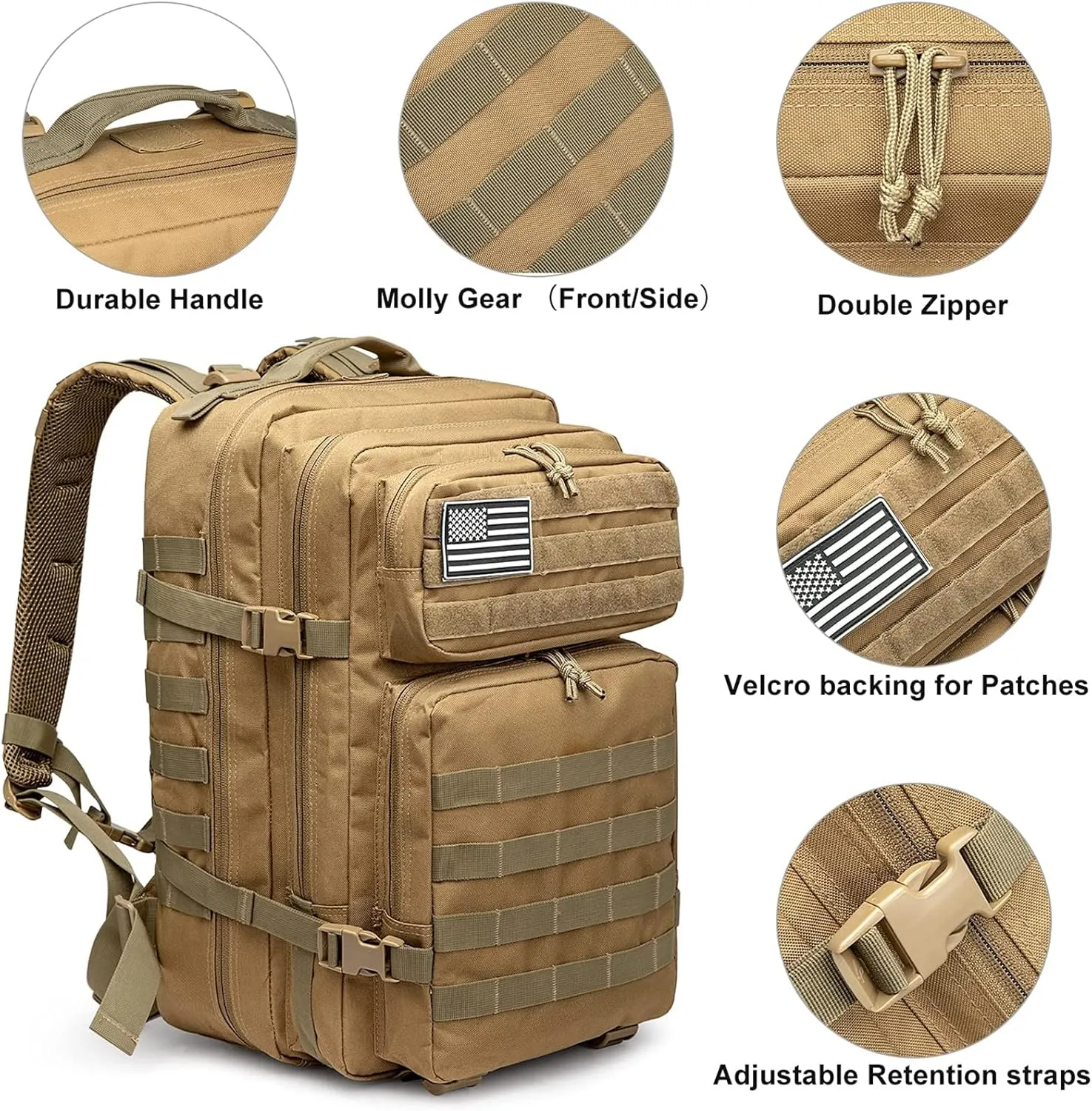 G4Free 40L Military Tactical Backpack 3 Day Assault Survival Molle Pack Bug Out Bag Fishing Backpack Rucksack