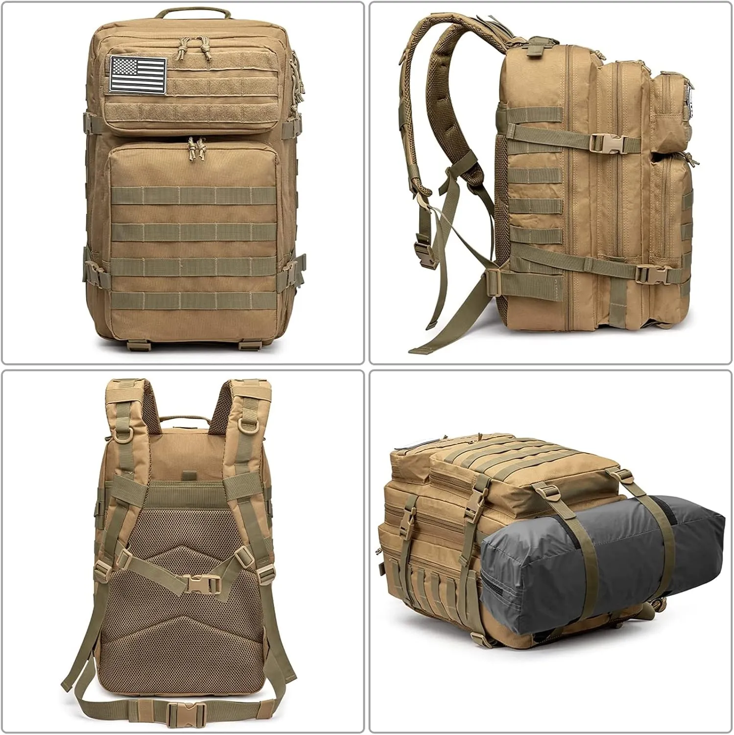 G4Free 40L Military Tactical Backpack 3 Day Assault Survival Molle Pack Bug Out Bag Fishing Backpack Rucksack