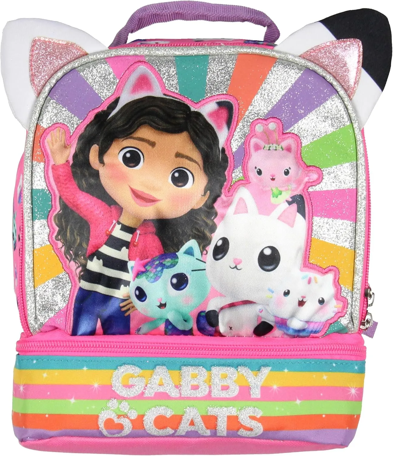 Gabby's Dollhouse Lunch Box 3D Gabby and Cats Dual-Compartment Insulated Lunch Bag Cooler