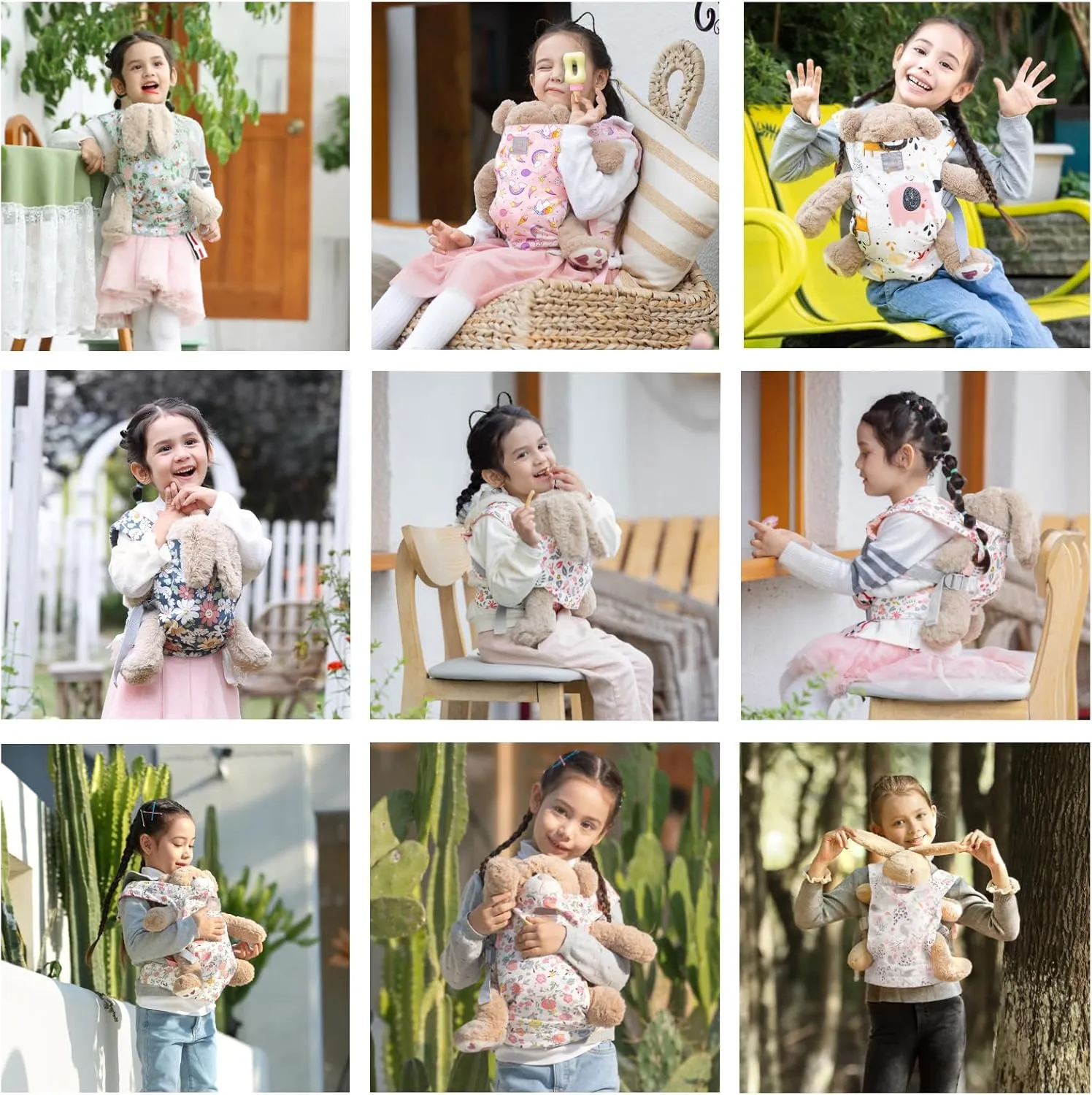 GAGAKU Doll Carrier for Kids, Toy Baby Doll Carrier, Reborn Dolls Carrier Toy Baby Sling with Adjustable Straps, Baby Doll Accessories - Green - Camellia