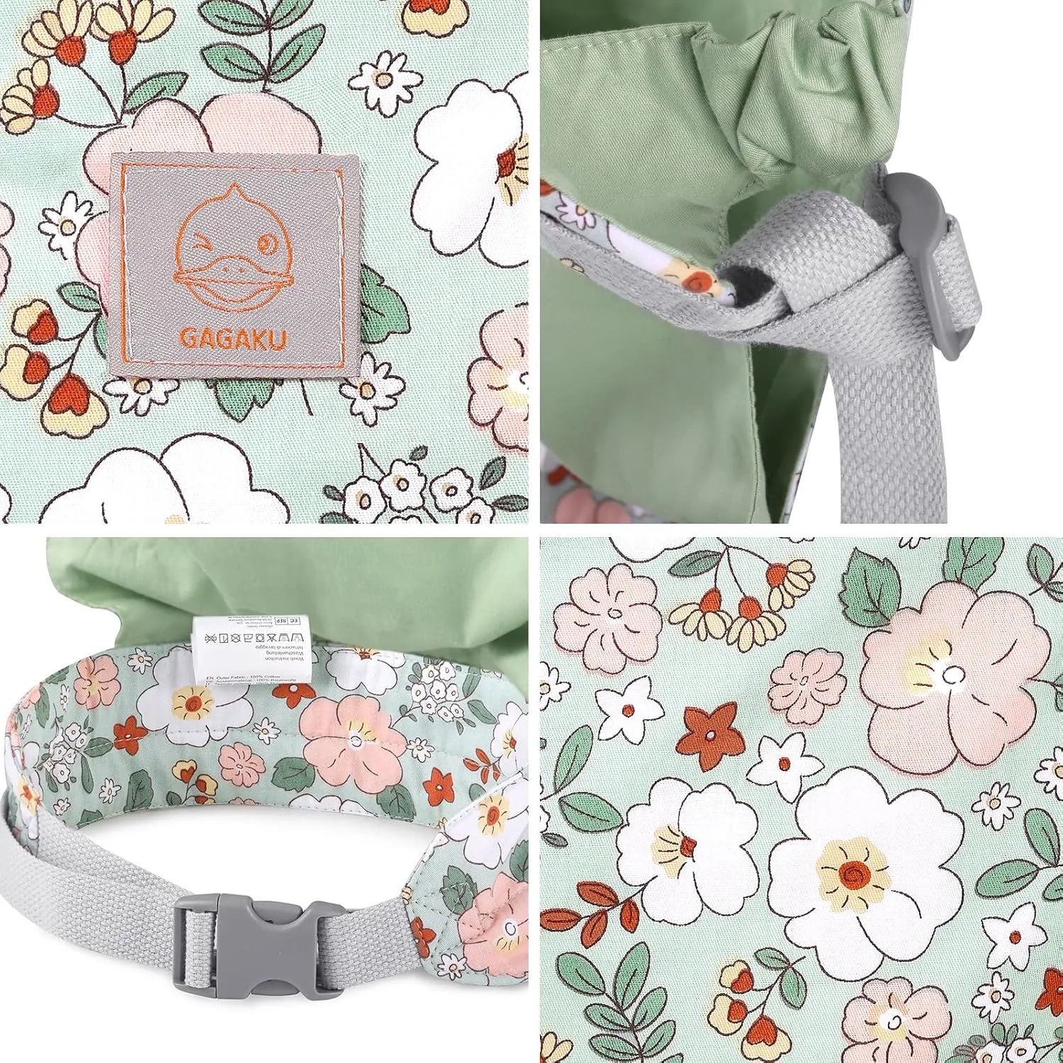 GAGAKU Doll Carrier for Kids, Toy Baby Doll Carrier, Reborn Dolls Carrier Toy Baby Sling with Adjustable Straps, Baby Doll Accessories - Green - Camellia