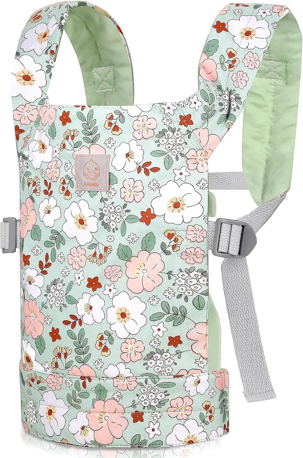 GAGAKU Doll Carrier for Kids, Toy Baby Doll Carrier, Reborn Dolls Carrier Toy Baby Sling with Adjustable Straps, Baby Doll Accessories - Green - Camellia