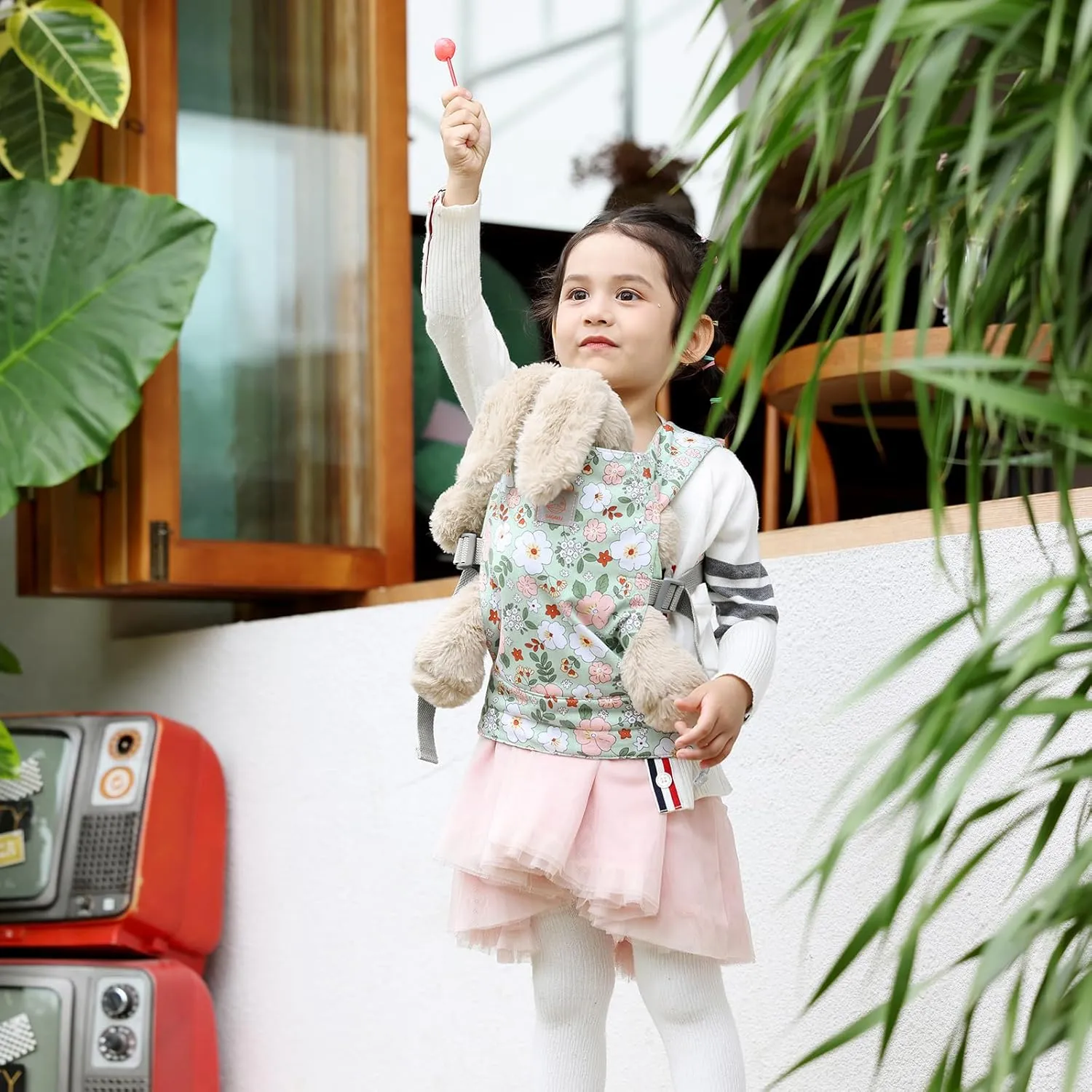 GAGAKU Doll Carrier for Kids, Toy Baby Doll Carrier, Reborn Dolls Carrier Toy Baby Sling with Adjustable Straps, Baby Doll Accessories - Green - Camellia