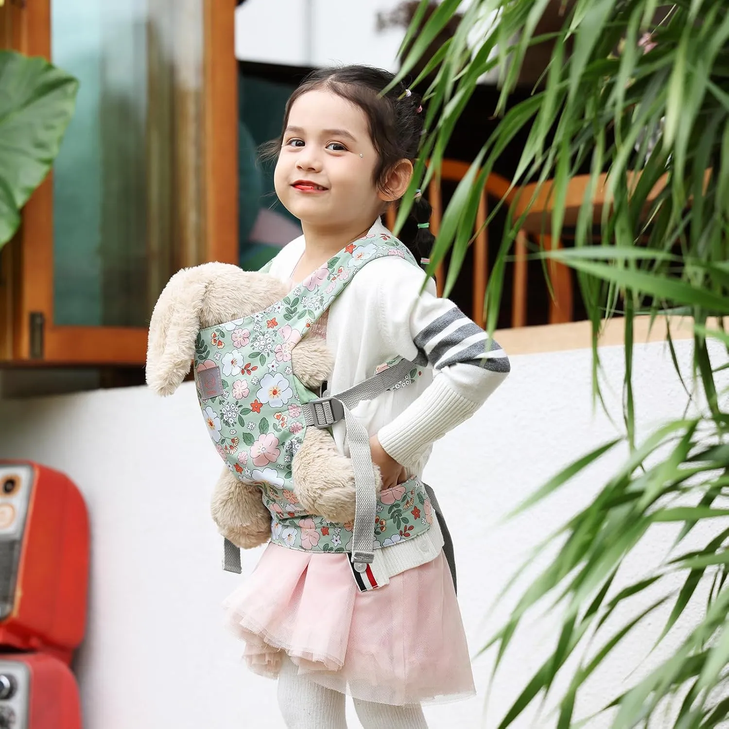 GAGAKU Doll Carrier for Kids, Toy Baby Doll Carrier, Reborn Dolls Carrier Toy Baby Sling with Adjustable Straps, Baby Doll Accessories - Green - Camellia