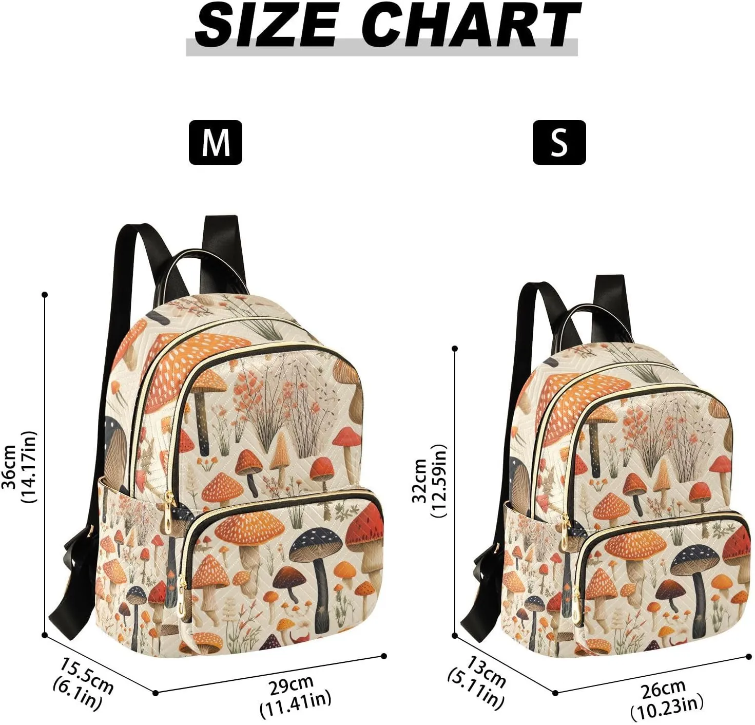 GAIGEO Colorful Forest Mushrooms Fashion Backpack Purse, Women Backpack for Travel, Anti Theft Backpack for Women, M