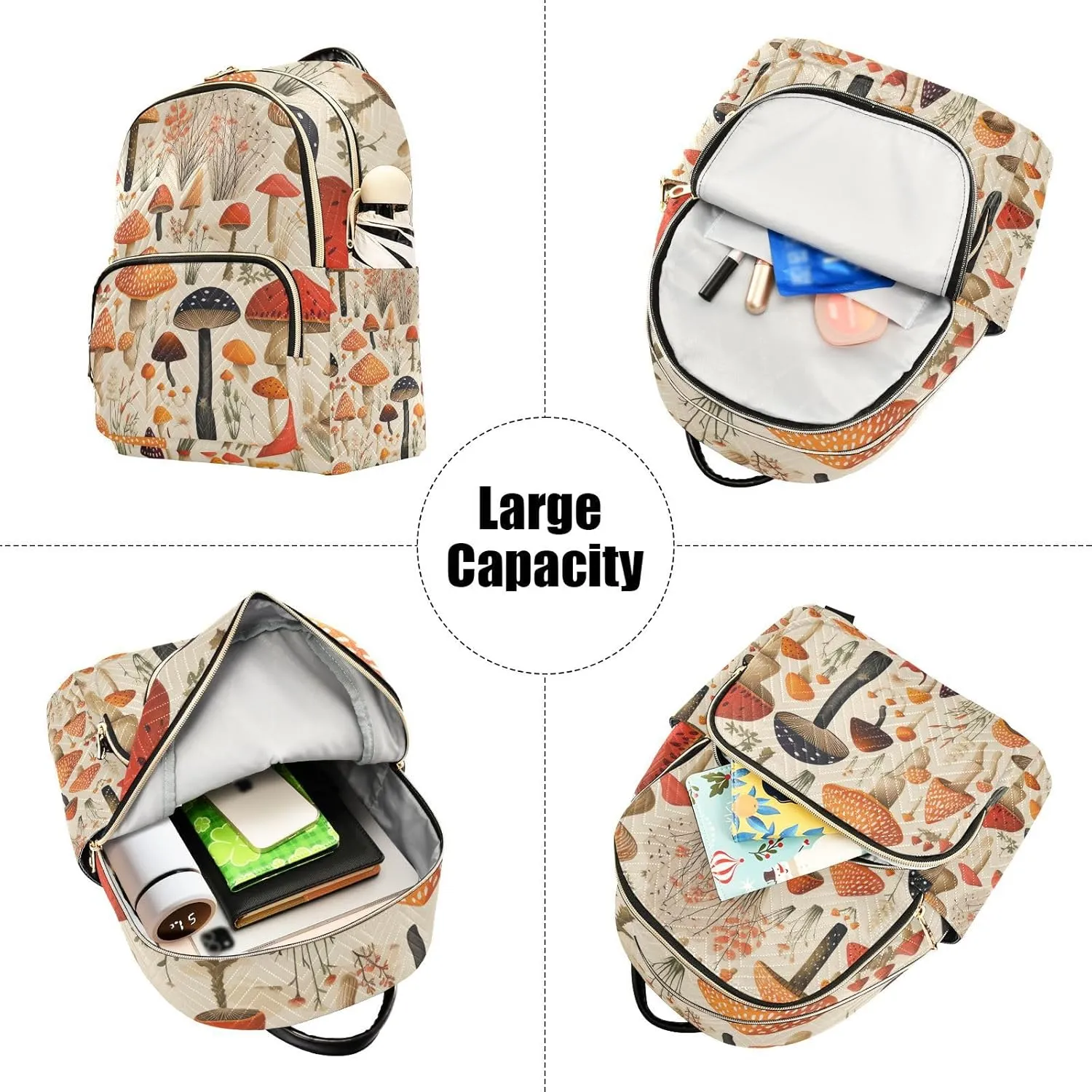 GAIGEO Colorful Forest Mushrooms Fashion Backpack Purse, Women Backpack for Travel, Anti Theft Backpack for Women, M