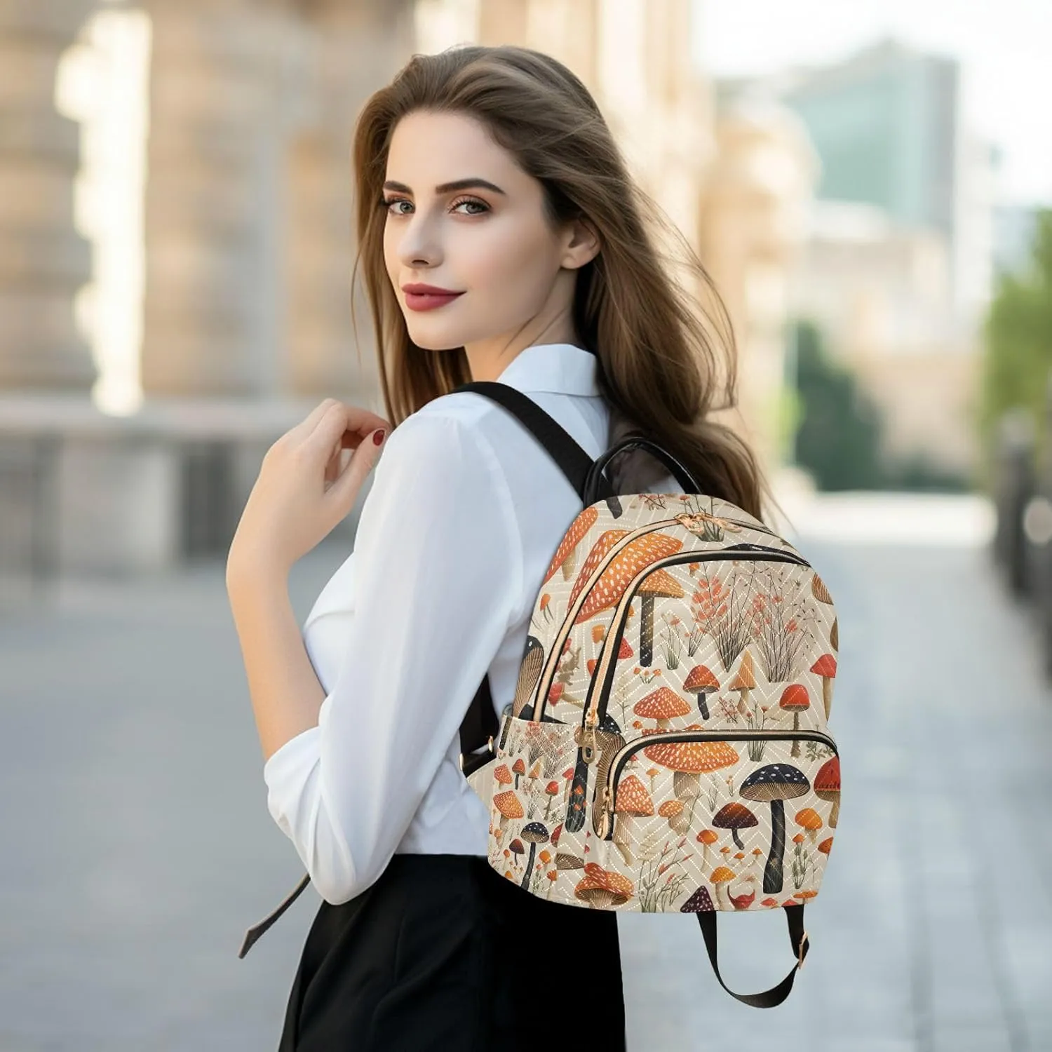 GAIGEO Colorful Forest Mushrooms Fashion Backpack Purse, Women Backpack for Travel, Anti Theft Backpack for Women, M