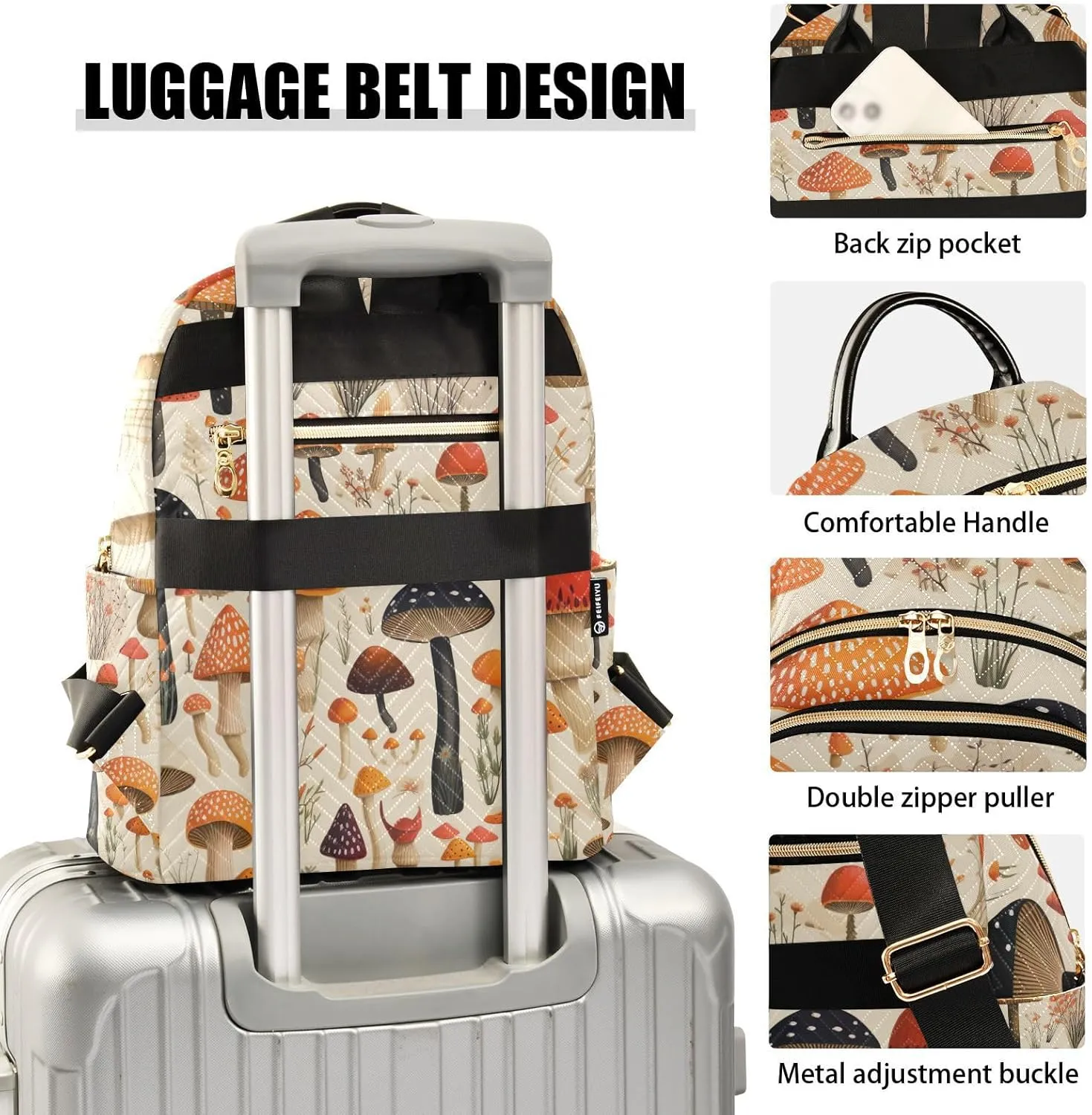 GAIGEO Colorful Forest Mushrooms Fashion Backpack Purse, Women Backpack for Travel, Anti Theft Backpack for Women, M