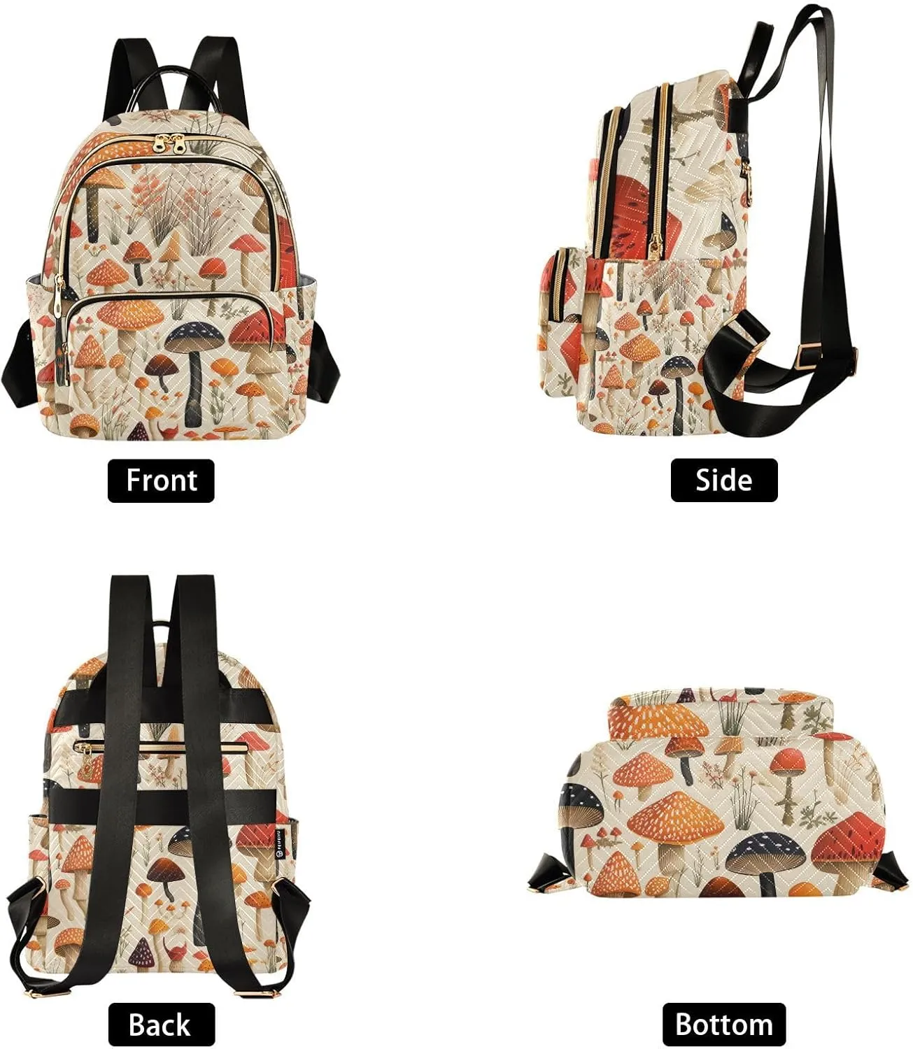 GAIGEO Colorful Forest Mushrooms Fashion Backpack Purse, Women Backpack for Travel, Anti Theft Backpack for Women, M