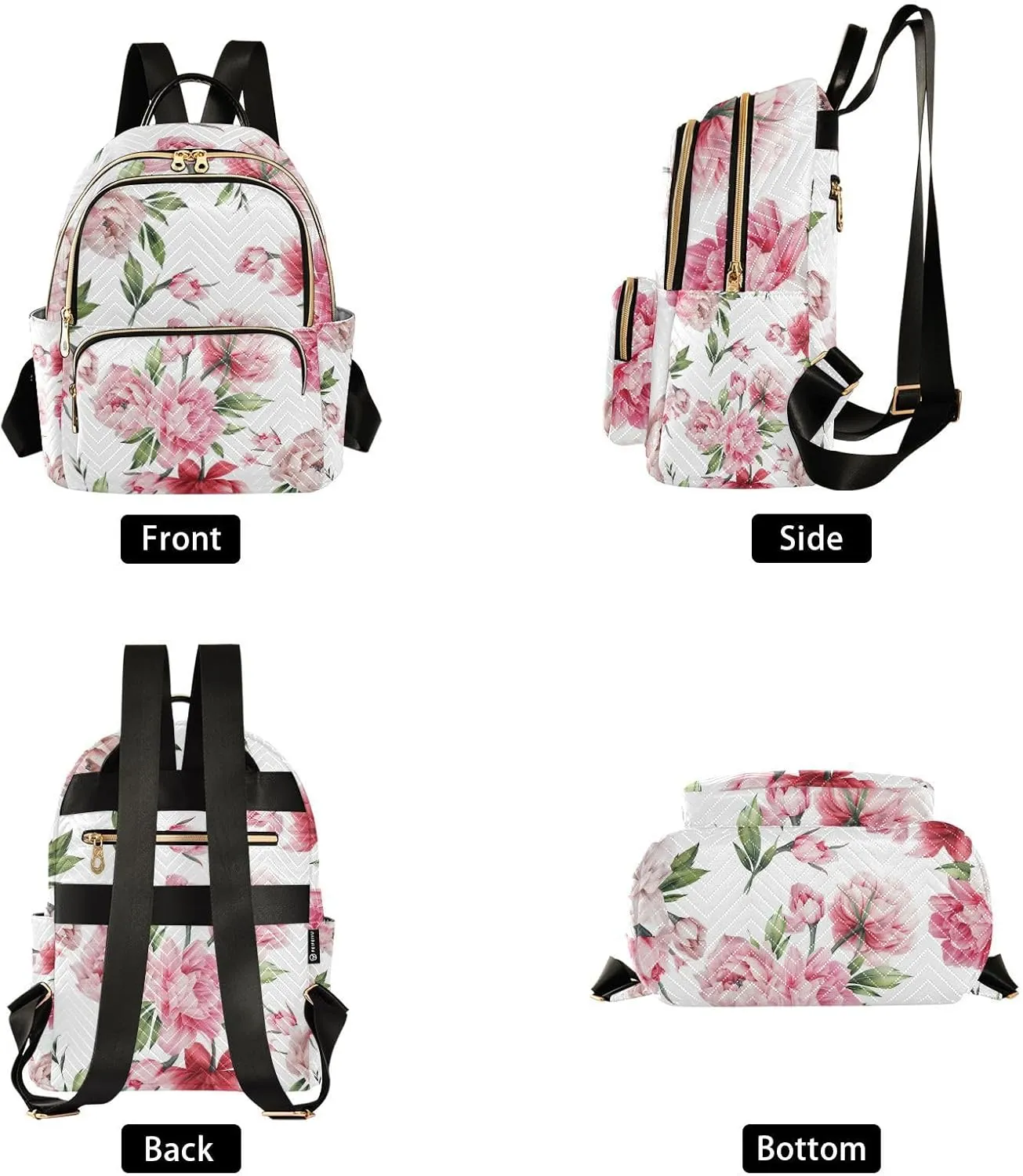 GAIGEO Floral Peony Flowers Fashion Backpack, Womens Travel Backpack for Airplane, Adult Backpacks for Women, M