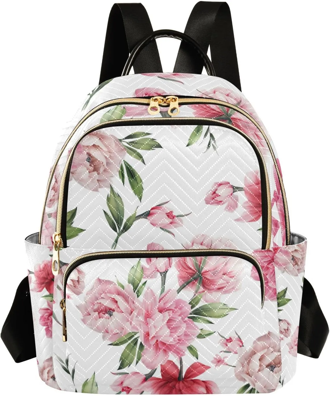 GAIGEO Floral Peony Flowers Fashion Backpack, Womens Travel Backpack for Airplane, Adult Backpacks for Women, M