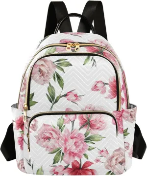 GAIGEO Floral Peony Flowers Fashion Backpack, Womens Travel Backpack for Airplane, Adult Backpacks for Women, M