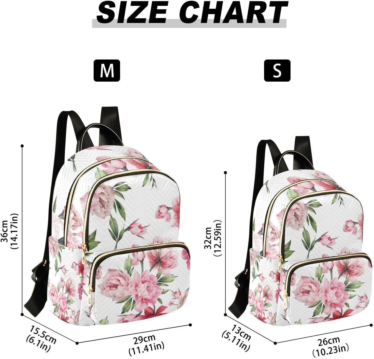 GAIGEO Floral Peony Flowers Fashion Backpack, Womens Travel Backpack for Airplane, Adult Backpacks for Women, M