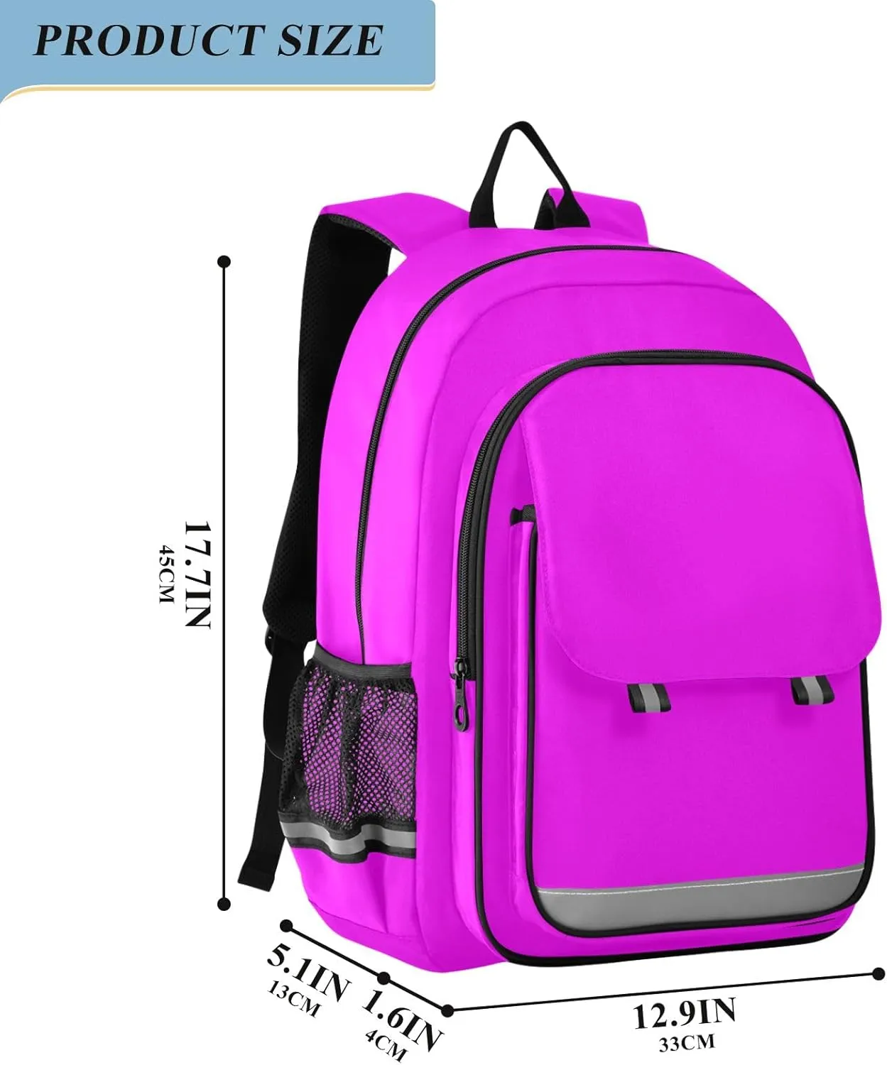 GAIGEO Magenta Fuchsia Backpacks, Everyday Backpack, Elementary School Backpack with Chest Strap, Boys Backpack 10-12 Years Old