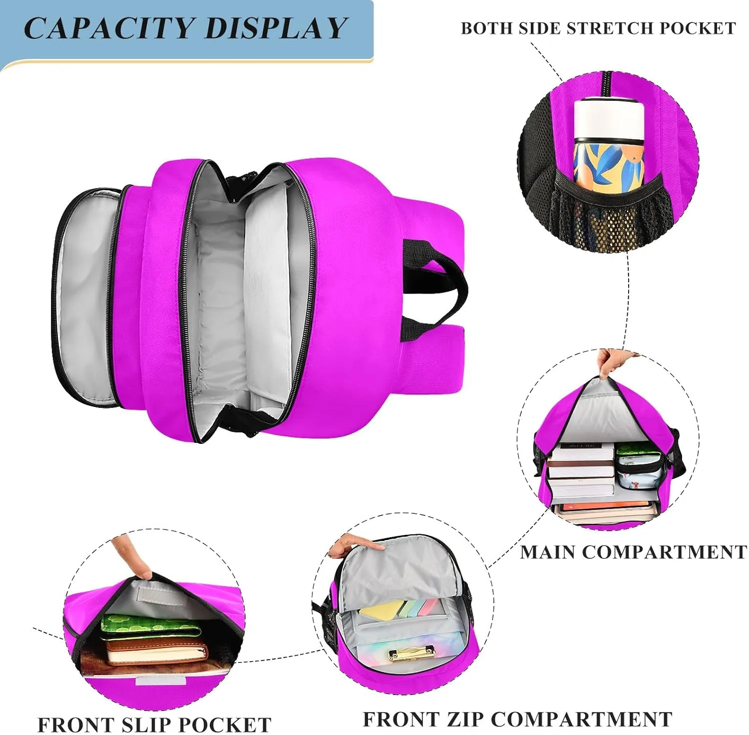 GAIGEO Magenta Fuchsia Backpacks, Everyday Backpack, Elementary School Backpack with Chest Strap, Boys Backpack 10-12 Years Old
