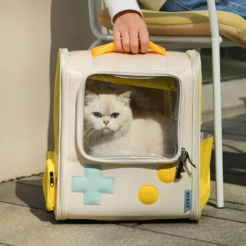 Game Retro Foldable Cat Backpack Expandable 2 Color Large Carrier Bag