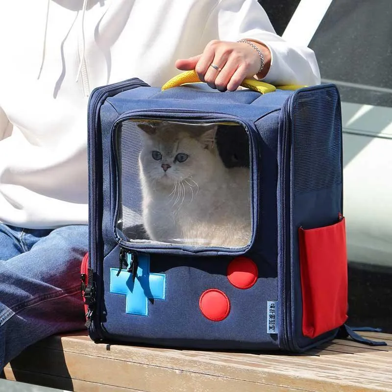 Game Retro Foldable Cat Backpack Expandable 2 Color Large Carrier Bag