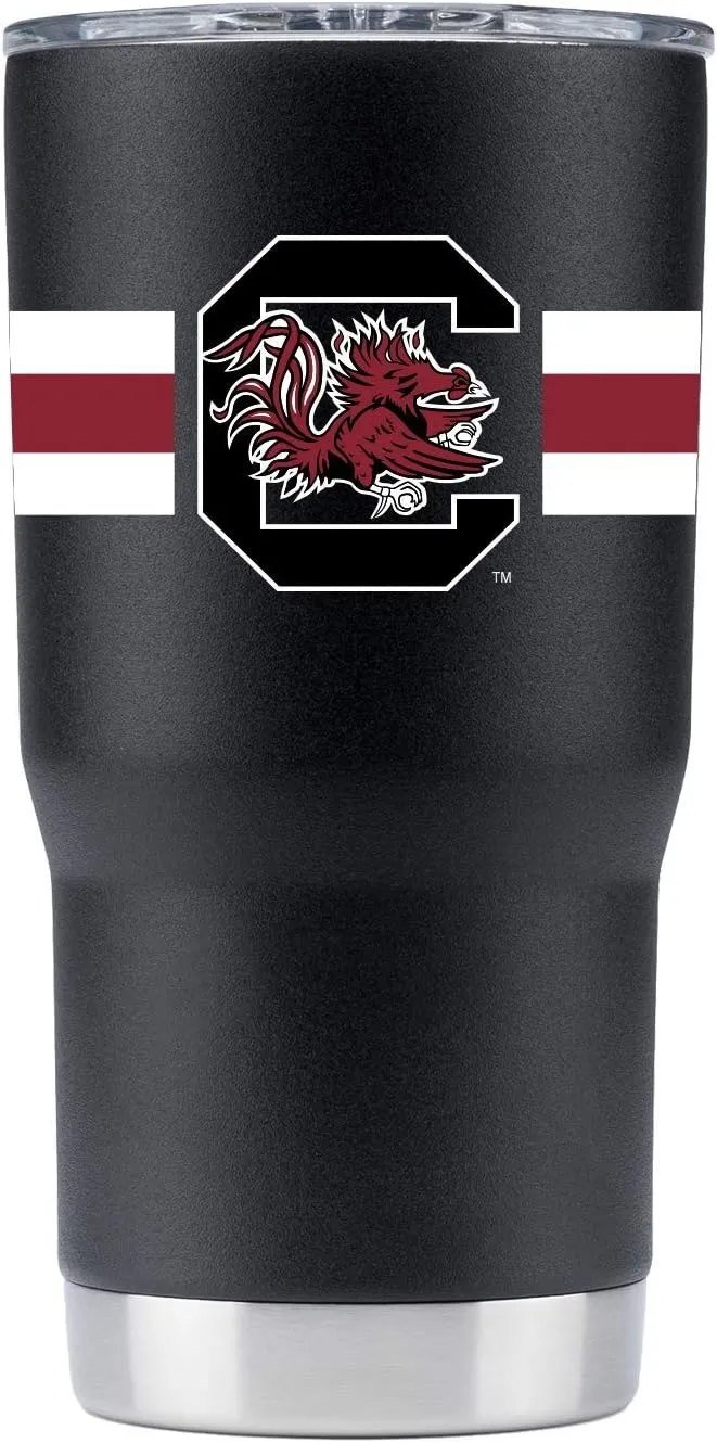 Gametime Sidekicks South Carolina 20oz Black Tumbler - Officially Licensed, 18/8 Stainless Steel, Double-walled, Vacuum-insulated, UV LED Printed Logos, Sweatless, Stays Hot/Cold - 360 Wrap