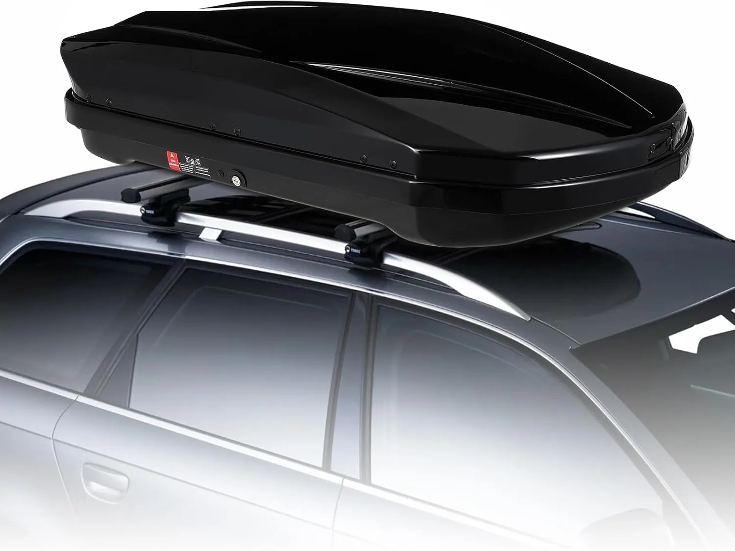 Garvee Heavy Duty Hard Shell Roof Top Cargo Carrier - 55(L) x31(W) x12(H) Waterproof Lockable Storage Box Capacity 165 Lbs 12.4 Cu Ft - Tool-Free Install- Fits SUV, Truck, Van
