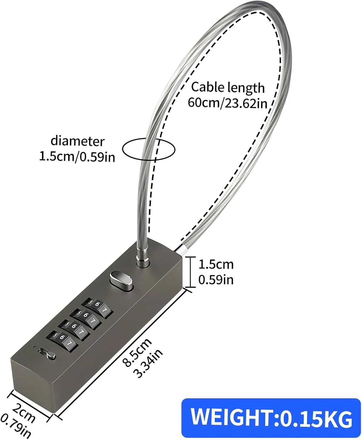 gate Locks for Outdoor Fence gate Lock Locker Lock Bike Lock Cable Chain Lock Combination Lock Outdoor(Blue)