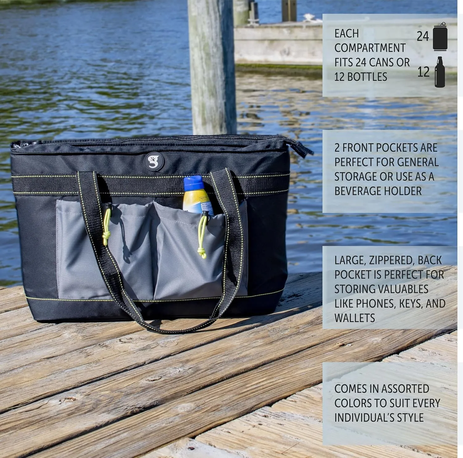 geckobrands 2 Compartment Tote Cooler – Durable, Leak-Proof Insulated Cooler Bag for Food and Drinks