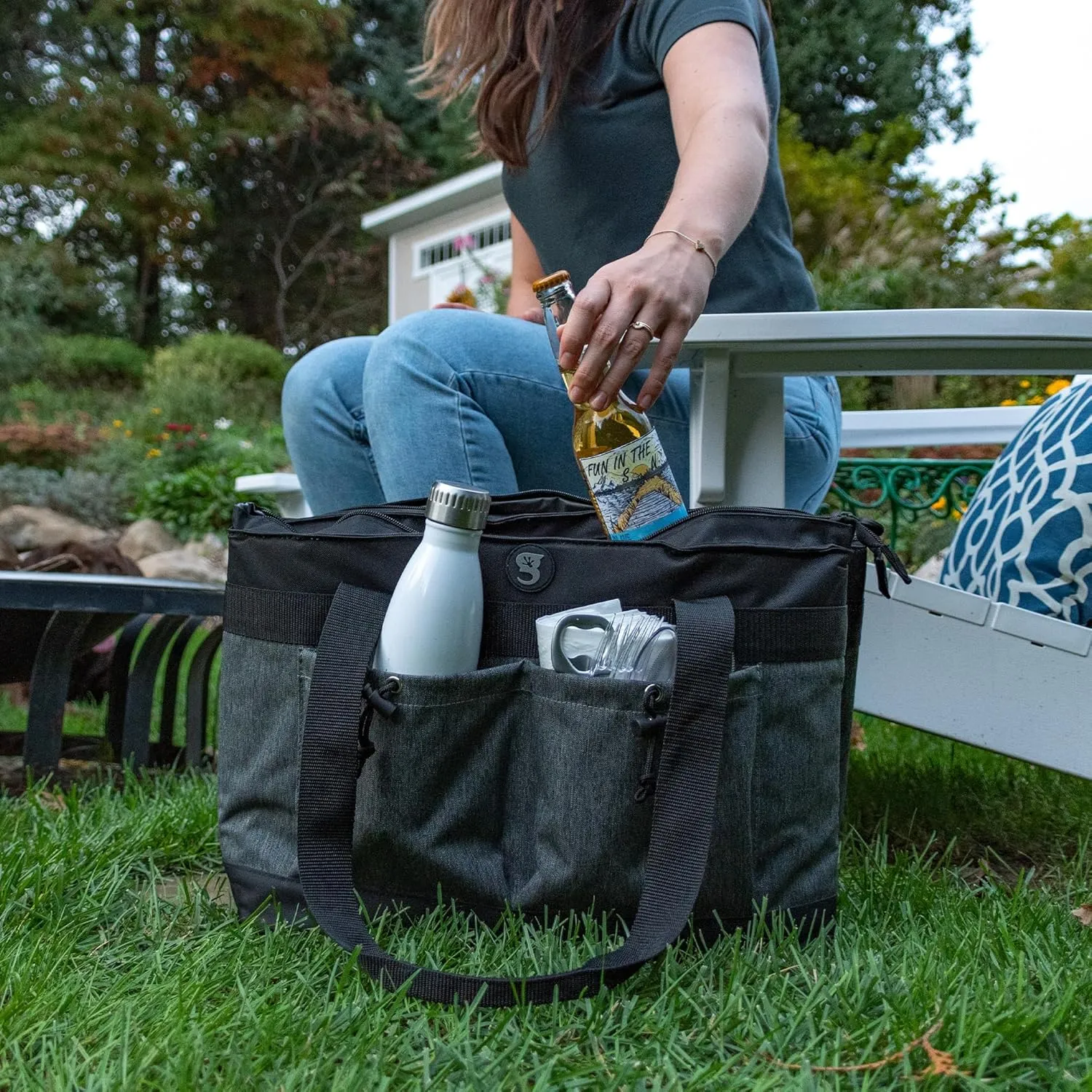 geckobrands 2 Compartment Tote Cooler – Durable, Leak-Proof Insulated Cooler Bag for Food and Drinks