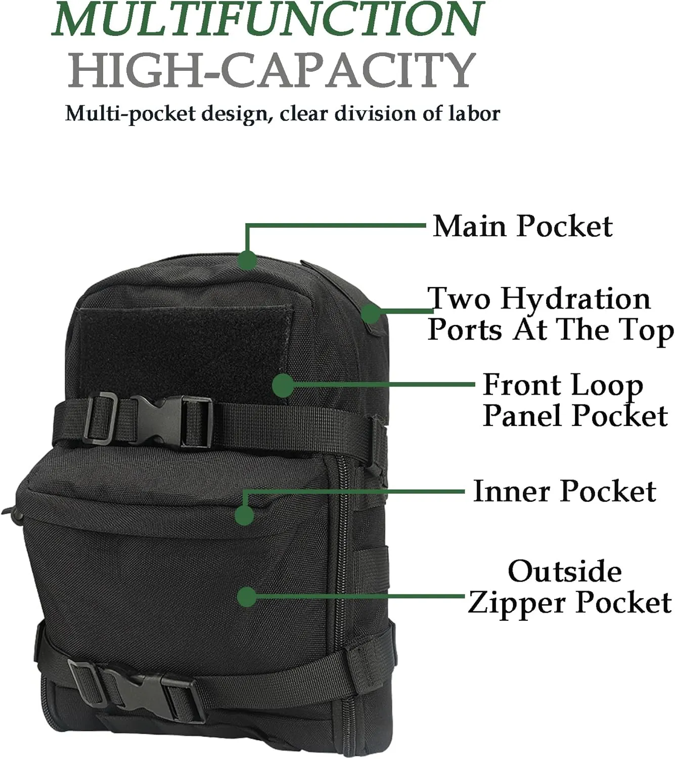 GEEDUD Tactical Small MOLLE Hydration Pack Outdoor Water Bladder Carrier Pack for Vest Backpack