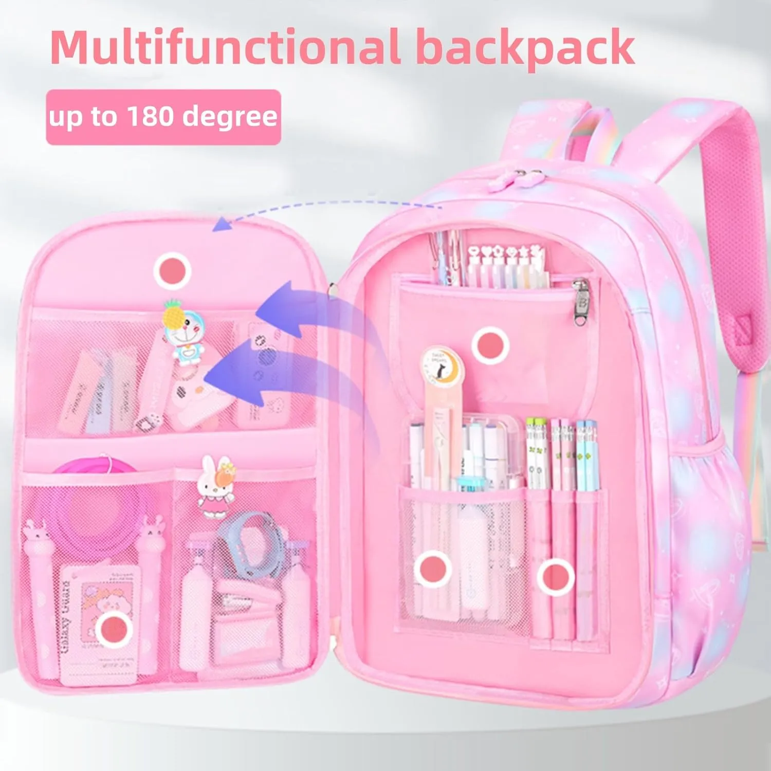 Girls Backpack,Kids Backpack for Girls Lightweight with Compartment,Girls Bookbag for Elementary Primary School((Pink)