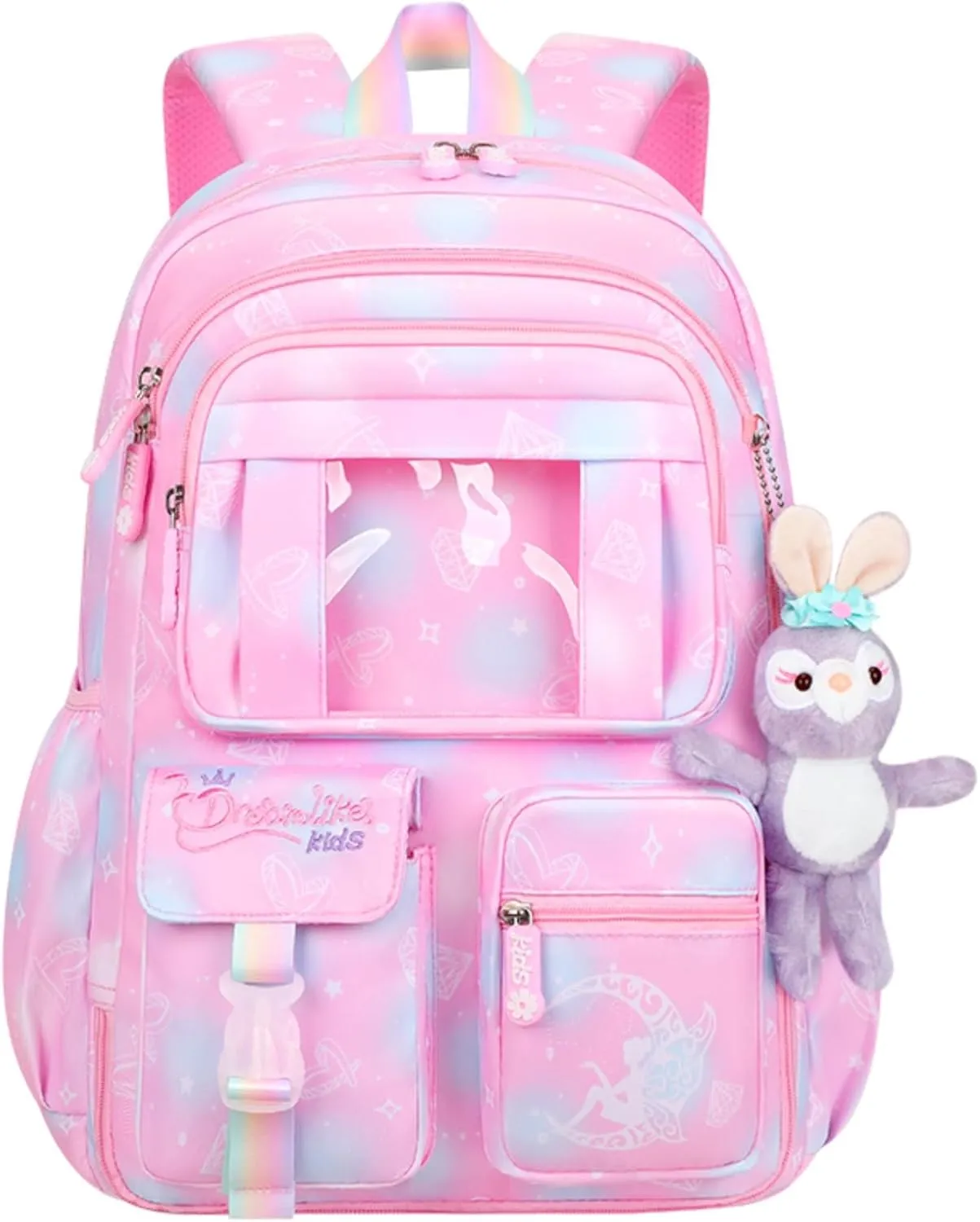 Girls Backpack,Kids Backpack for Girls Lightweight with Compartment,Girls Bookbag for Elementary Primary School((Pink)