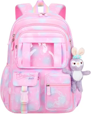 Girls Backpack,Kids Backpack for Girls Lightweight with Compartment,Girls Bookbag for Elementary Primary School((Pink)