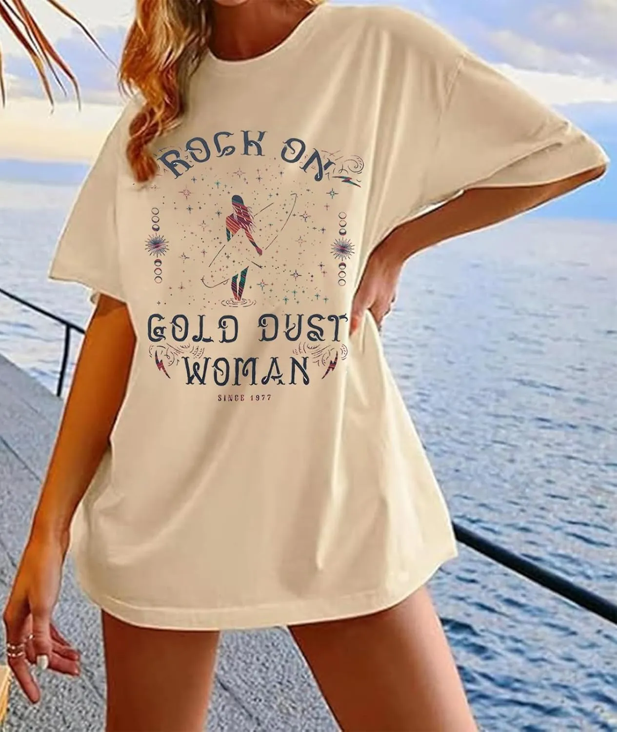 Gold Dust Old School Band T-Shirt Women Country Music Oversized Shirts Rock Band Tshirt Vintage Trendy Graphic Tees