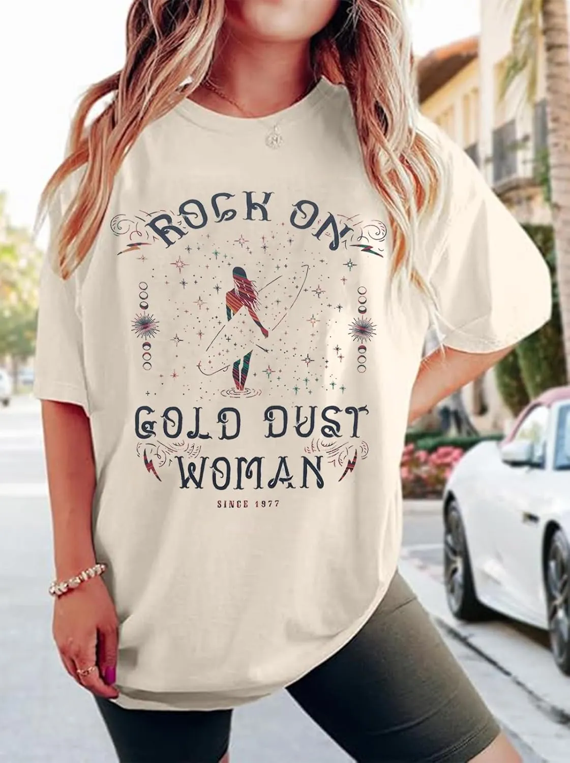 Gold Dust Old School Band T-Shirt Women Country Music Oversized Shirts Rock Band Tshirt Vintage Trendy Graphic Tees