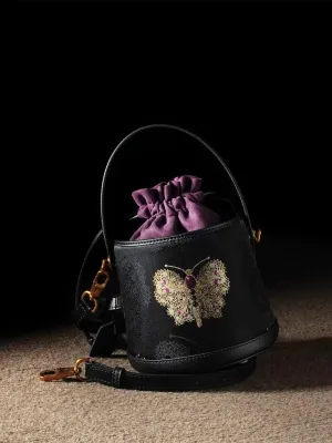 Golden Butterfly Mini Bucket Bag for Women