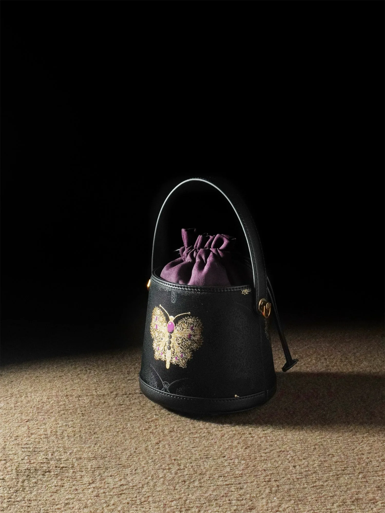 Golden Butterfly Mini Bucket Bag for Women