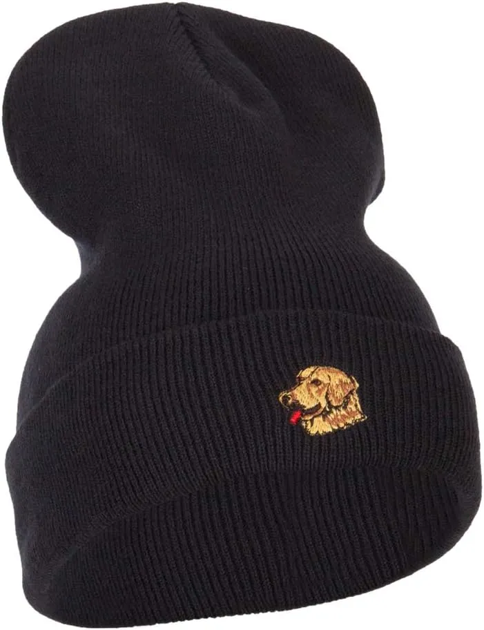 Golden Retriever Head Embroidered Long Knitted Beanie