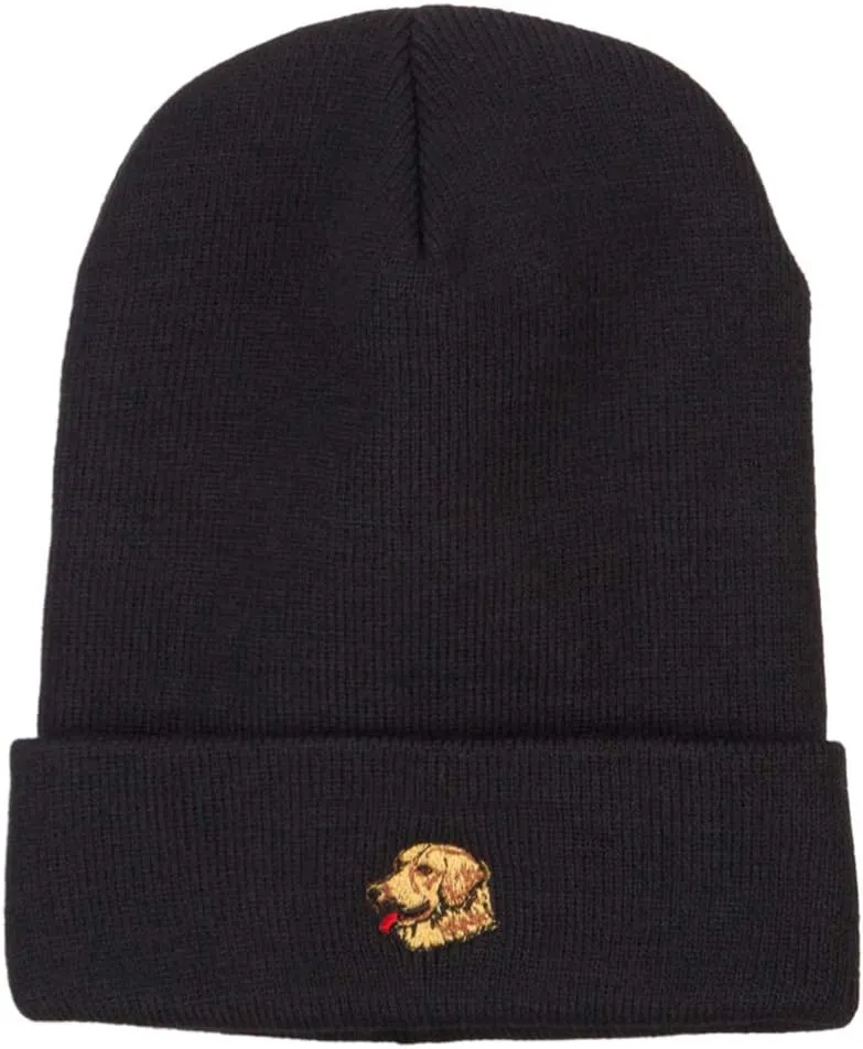 Golden Retriever Head Embroidered Long Knitted Beanie