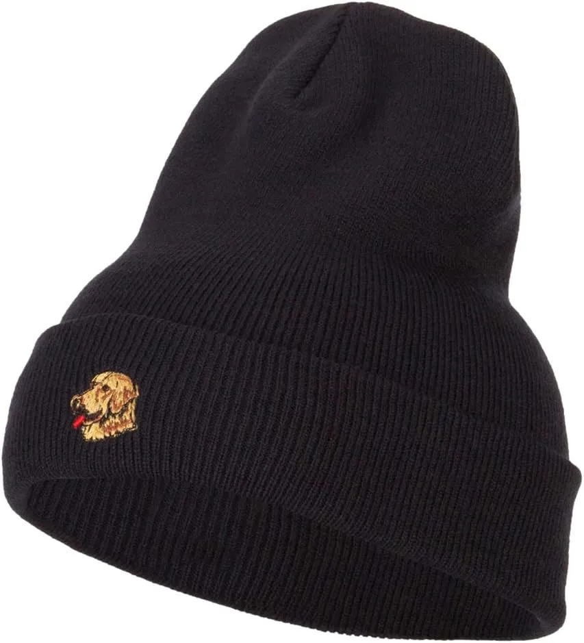 Golden Retriever Head Embroidered Long Knitted Beanie