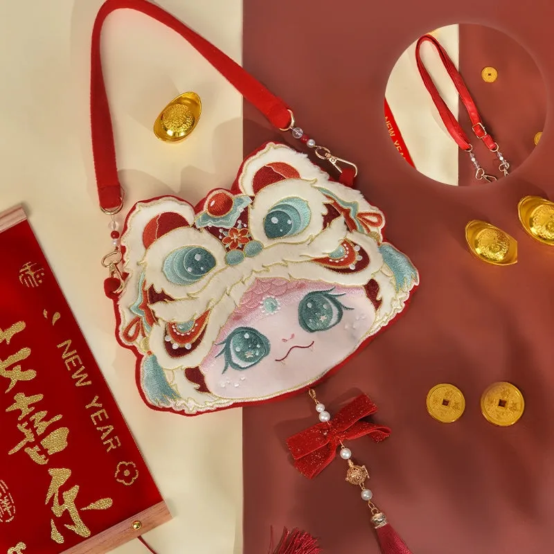 Golden Snake Hanfu Embroidery Handbag for Women