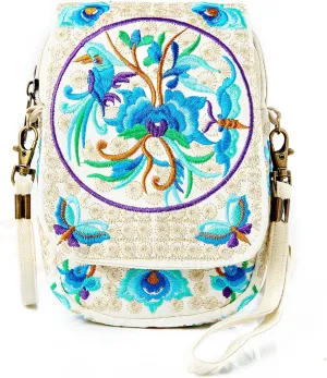 Goodhan Vintage Women Mini Crossbody Bag Cellphone Pouch Small Handbag Coin Purse Beige Purse