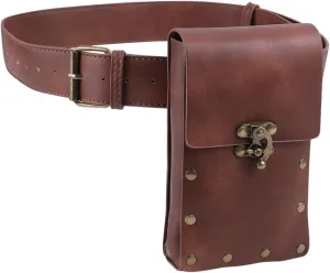 GORGECRAFT Medieval Belt Pouch Set Vintage Waist Bag Cellphone Purse Holster with Alloy Clasp Imitation Leather Fanny Pack Travel Wallet Case for Festival Cosplay Costume Accessories, Saddle Brown